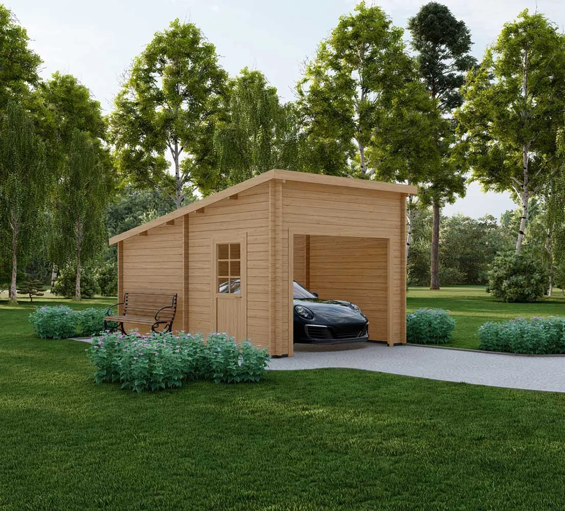 Blockbohlengarage Mimulus, BF 16 m2 ohne Tor