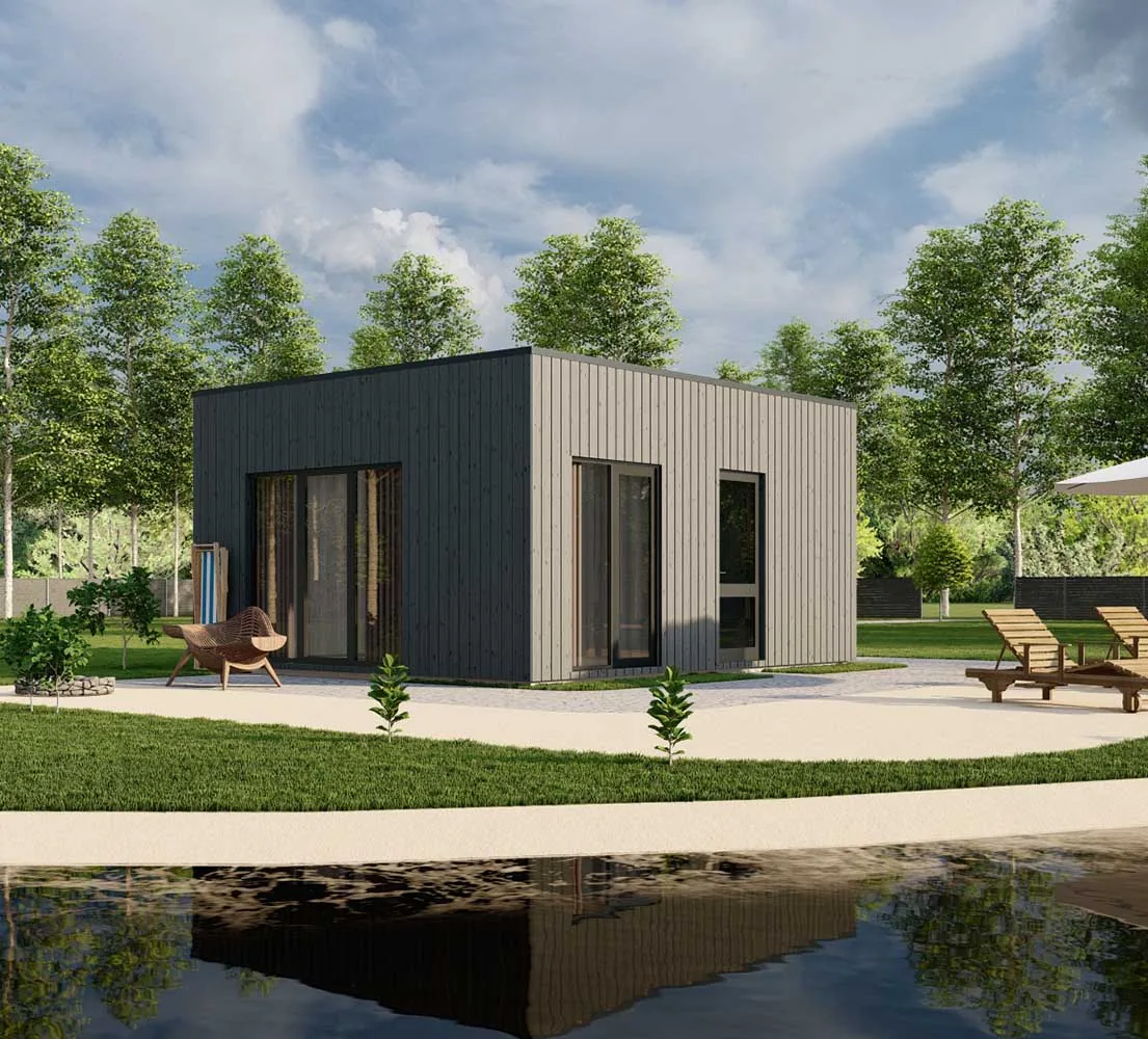 Holzhaus mit Flachdach Philadelphus