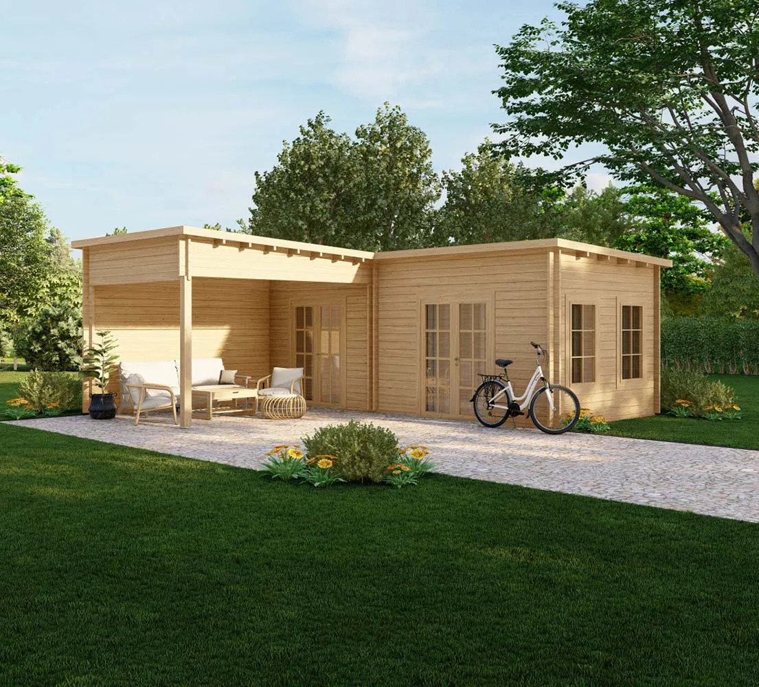 Gartenhaus aus Holz Anthurium, 7x3 m + Veranda 3.5x4 m, BF 32 m2