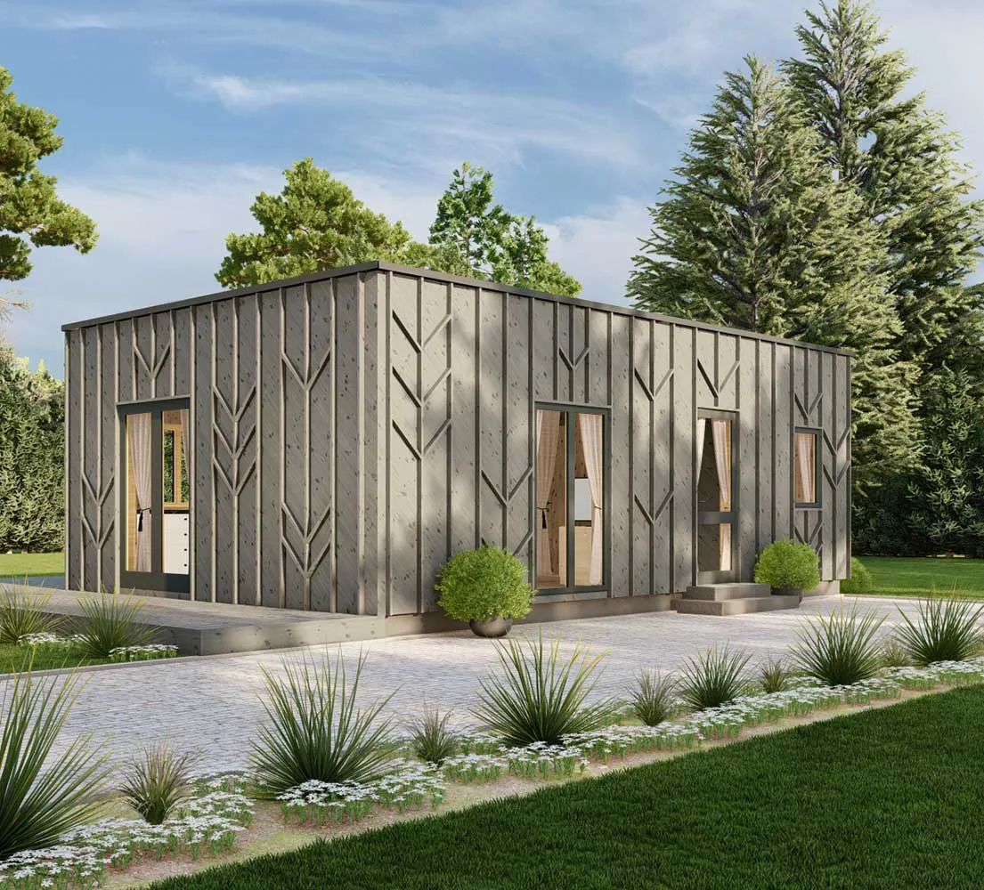 Holzhaus mit Flachdach Orchis