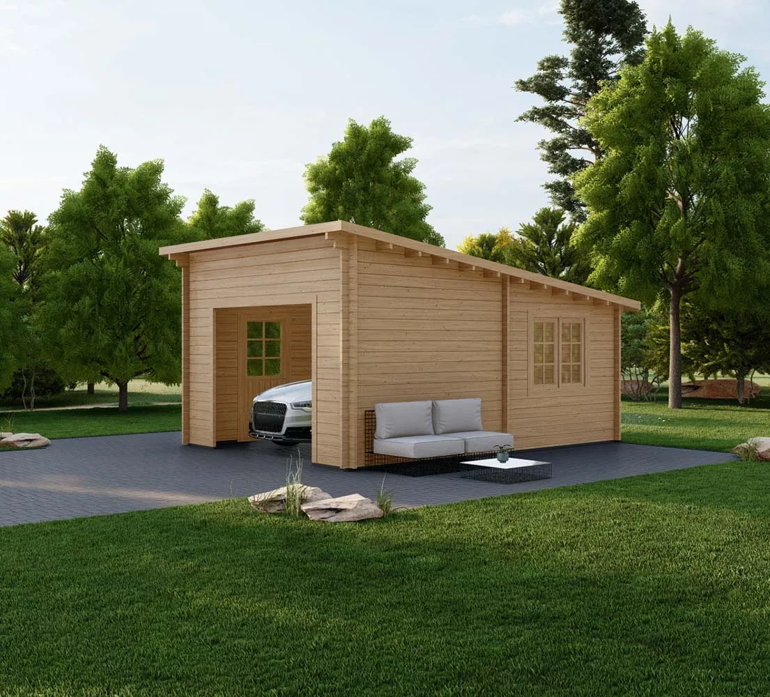 Holzgarage mit Pultdach Tilia, 4x6 m, BF 20 m2 ohne Tor