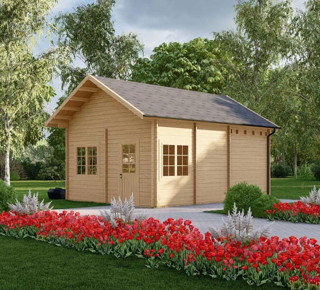 Gartenhaus aus Holz Papaver mit Schlafboden, 5x7 m, BF 26 m2