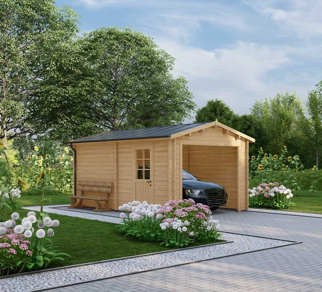 Blockbohlengarage Pieris, BF 16 m2 ohne Tor